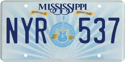MS license plate NYR537
