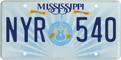 MS license plate NYR540