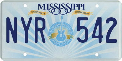 MS license plate NYR542