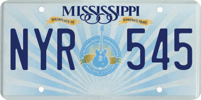 MS license plate NYR545