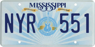 MS license plate NYR551
