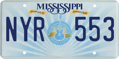 MS license plate NYR553