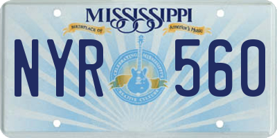 MS license plate NYR560