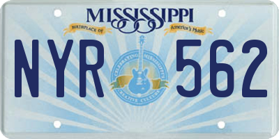 MS license plate NYR562