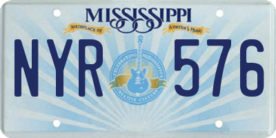 MS license plate NYR576
