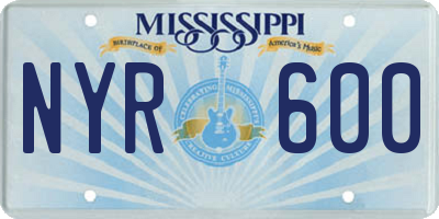 MS license plate NYR600