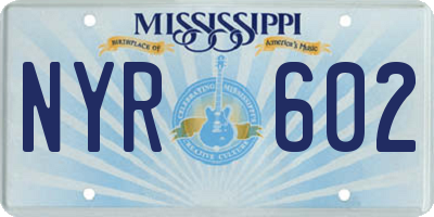 MS license plate NYR602