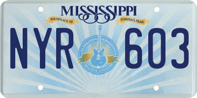 MS license plate NYR603