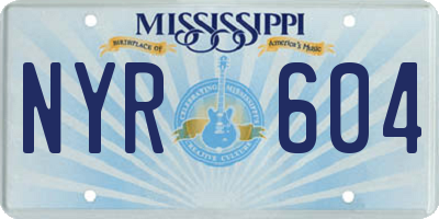 MS license plate NYR604