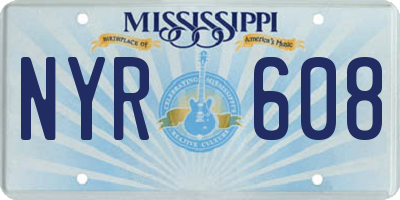 MS license plate NYR608