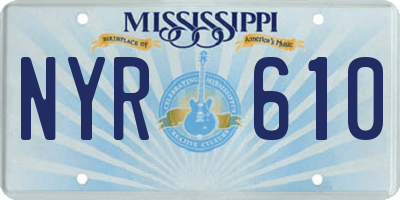 MS license plate NYR610