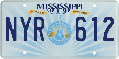 MS license plate NYR612