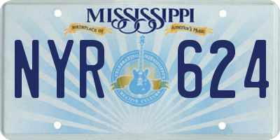 MS license plate NYR624