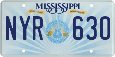 MS license plate NYR630