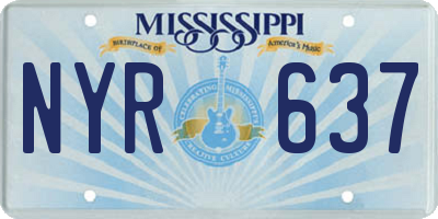 MS license plate NYR637