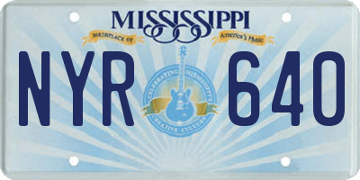 MS license plate NYR640