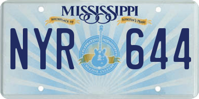 MS license plate NYR644