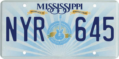 MS license plate NYR645