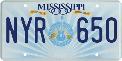 MS license plate NYR650