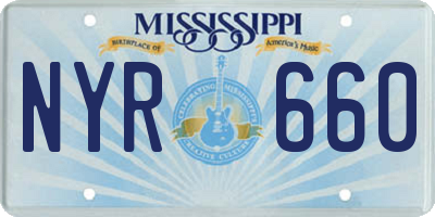 MS license plate NYR660