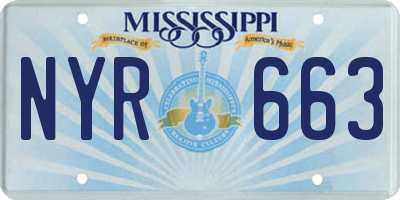 MS license plate NYR663