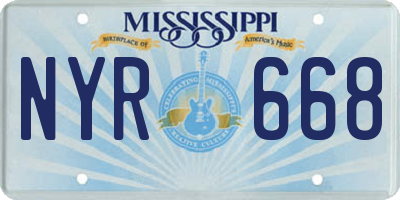 MS license plate NYR668