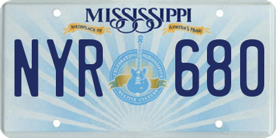 MS license plate NYR680