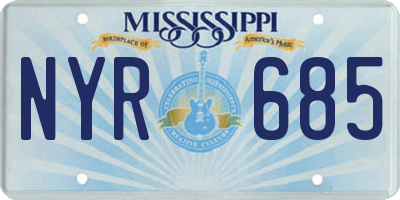MS license plate NYR685