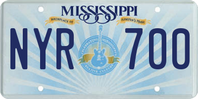 MS license plate NYR700