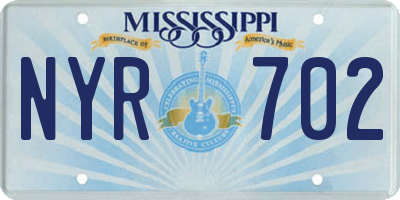 MS license plate NYR702