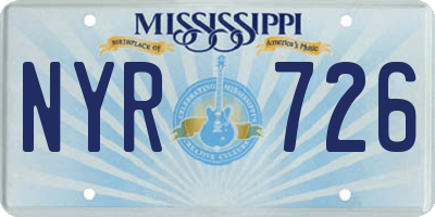 MS license plate NYR726