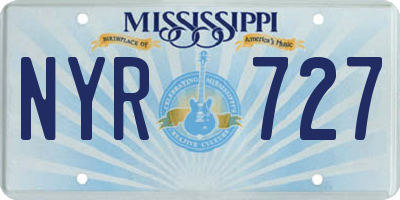 MS license plate NYR727