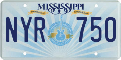 MS license plate NYR750