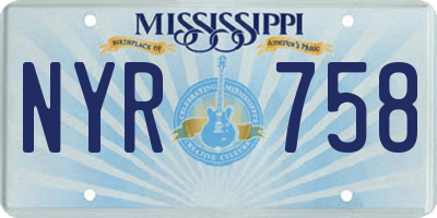 MS license plate NYR758