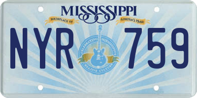 MS license plate NYR759