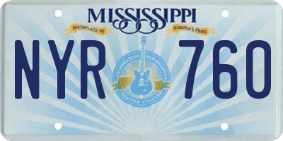 MS license plate NYR760
