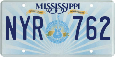 MS license plate NYR762