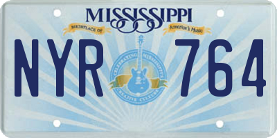 MS license plate NYR764