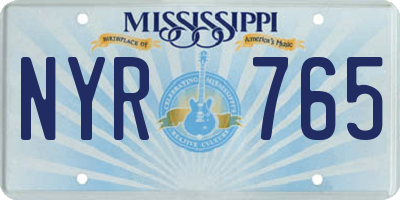 MS license plate NYR765