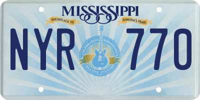 MS license plate NYR770