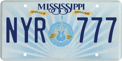 MS license plate NYR777
