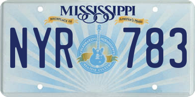 MS license plate NYR783