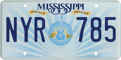 MS license plate NYR785
