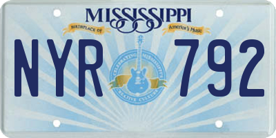 MS license plate NYR792