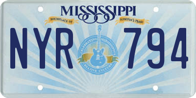 MS license plate NYR794