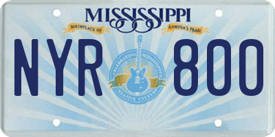 MS license plate NYR800