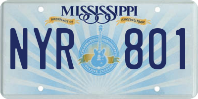 MS license plate NYR801