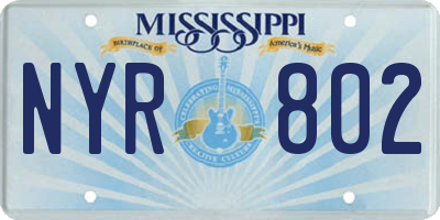 MS license plate NYR802