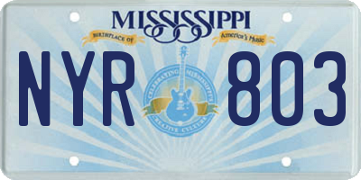 MS license plate NYR803