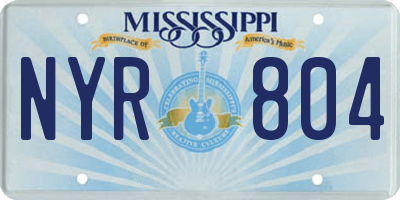 MS license plate NYR804